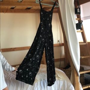 Free people black and white floral jumpsuit